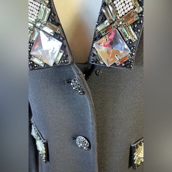 St John Knit Black Jewel Embellished Jacket, Size 8 - Picture 9 of 14